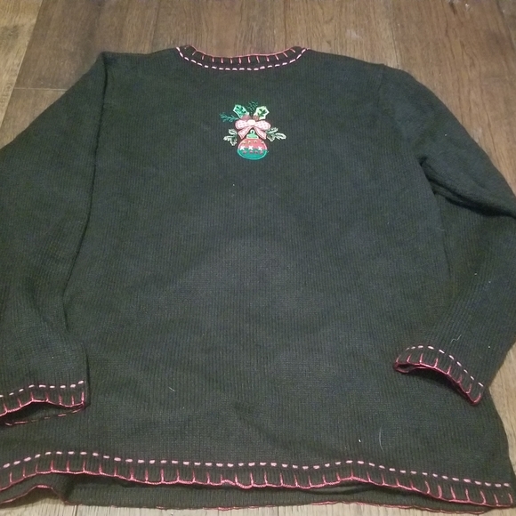 Ugly Christmas Sweater Quacker Factory L Christmas Tree Black Long Sleeve - Picture 13 of 15